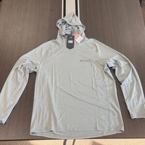 AFTCO Men's Light Gray Hooded Shirt